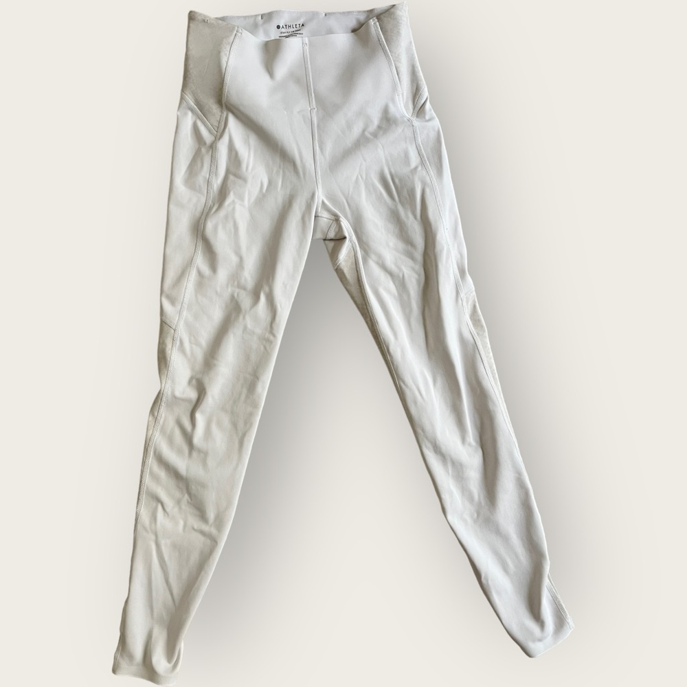 Athleta Stay‎ Fly 7/8 Tight Leggings Women's XS Mesh White Phone Pocket READ! ✅